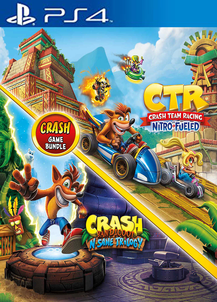 Pacote Crash Bandicoot N. Sane Trilogy + CTR Nitro-Fueled PS4 Mídia digital