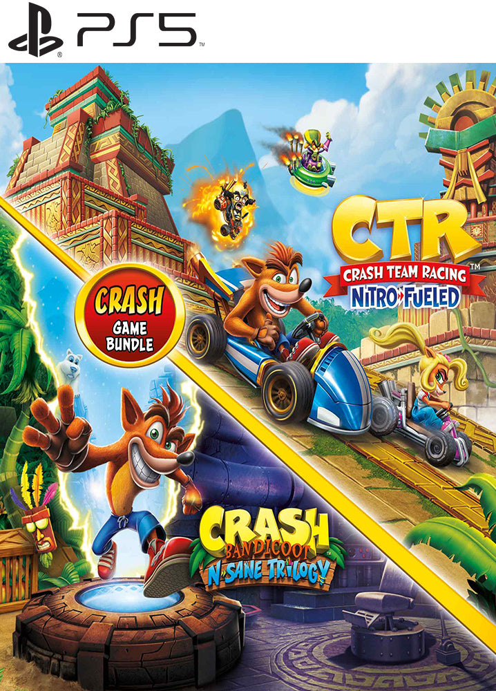 Pacote Crash Bandicoot N. Sane Trilogy + CTR Nitro-Fueled PS5 Mídia digital